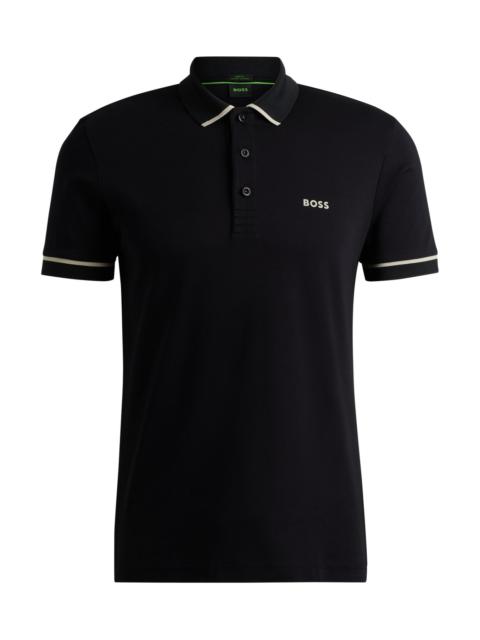 INTERLOCK-COTTON SLIM-FIT POLO SHIRT WITH CONTRAST TRIMS