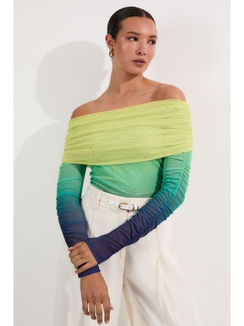 Ombre Jersey Mesh Bardot Bodysuit