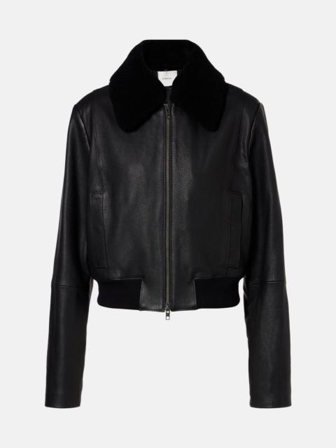 Shearling-trimmed leather jacket