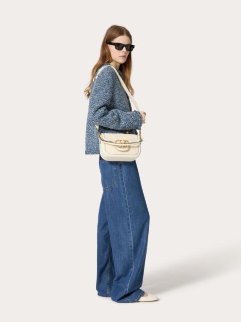 VALENTINO GARAVANI ALLTIME WOVEN LEATHER SHOULDER BAG