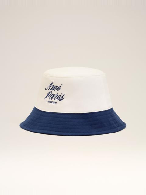 BLUE AND WHITE COTTON AMI PARIS HAT