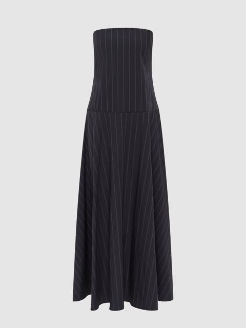 Strapless Rouleau Dress - Ink Stripe