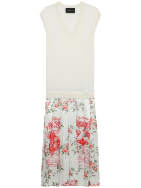 panelled wool-silk sleeveless dress