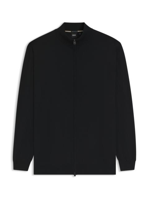 ZIPPERED CARDIGAN IN EXTRA-FINE MERINO WOOL