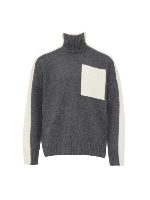 TWO TONE PATCH POCKET JUMPER - GREY