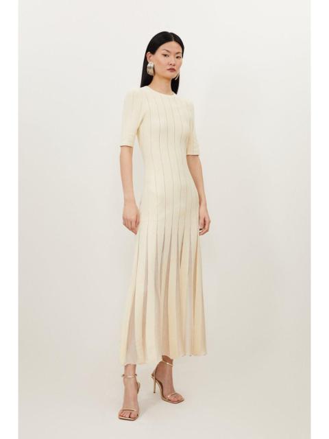 Viscose Blend Filament Full Skirt Knit Short Sleeve Midi Dress
