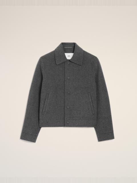 GREY WOOL BOXY BUTTONED JACKET