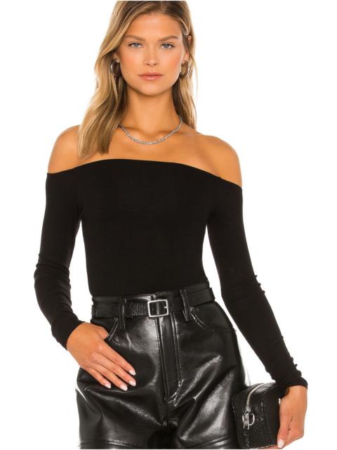 Silk Rib Off the Shoulder Long Sleeve Top