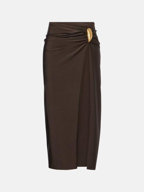 Eiana appliqué ruched midi skirt