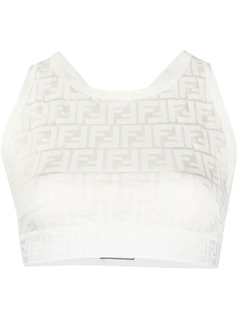 monogram-pattern cropped top