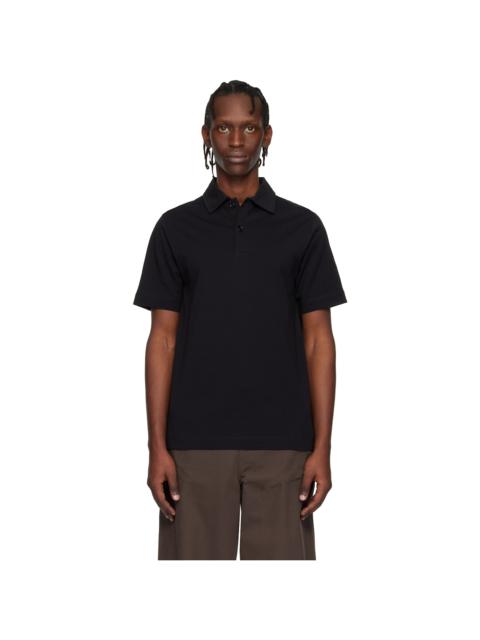 Black Cotton Jersey Polo