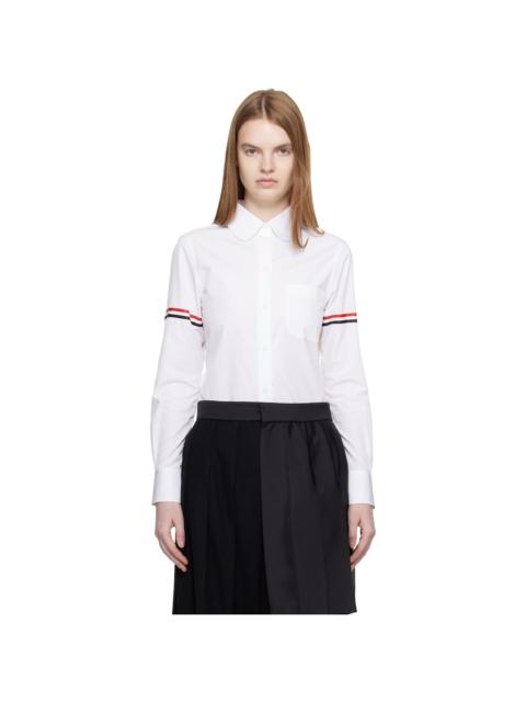 White Poplin Armbands Classic Round Collar Shirt