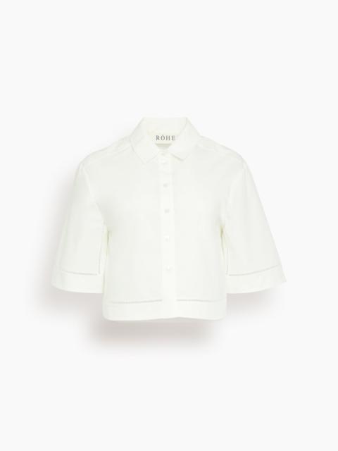 Ladder Embroidered Poplin Shirt in Optic White