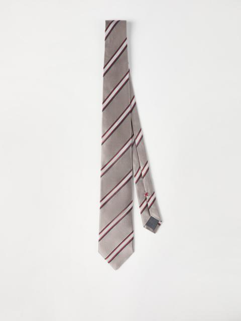 Regimental stripe silk and cotton tie