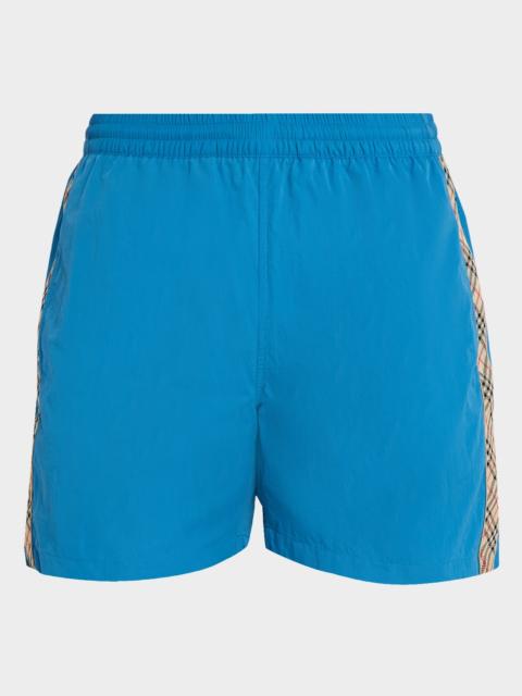 Men's Check-Trim Nylon Swim Trunks