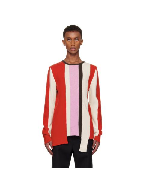 Multicolor Intarsia Vertical Stripe Sweater
