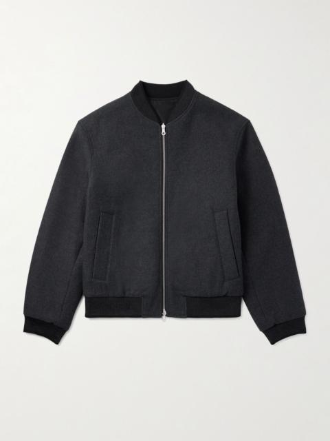 Reversible Brushed-Twill and Printed Matte-Satin Bomber Jacket Dark gray