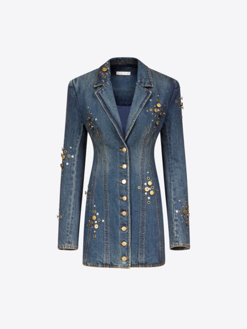 CRYSTAL BUTTON STUDDED BLAZER DRESS