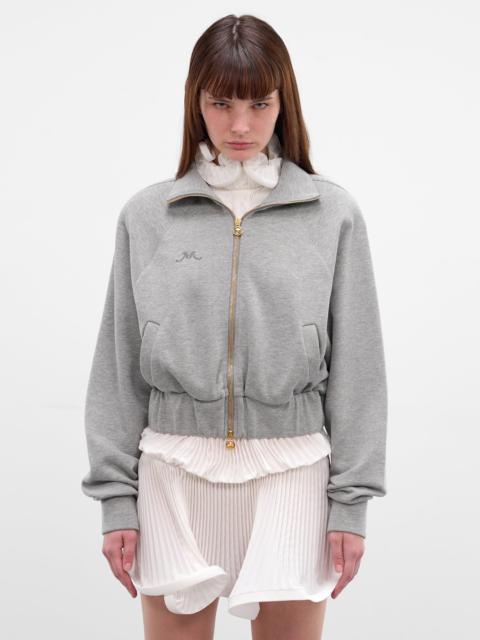 Gray Cotton Fleece Bomber Jacket