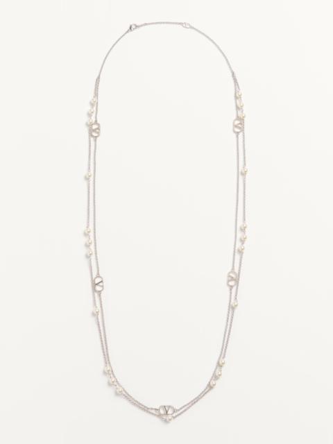 VLOGO SIGNATURE METAL NECKLACE WITH SWAROVSKI® PEARLS