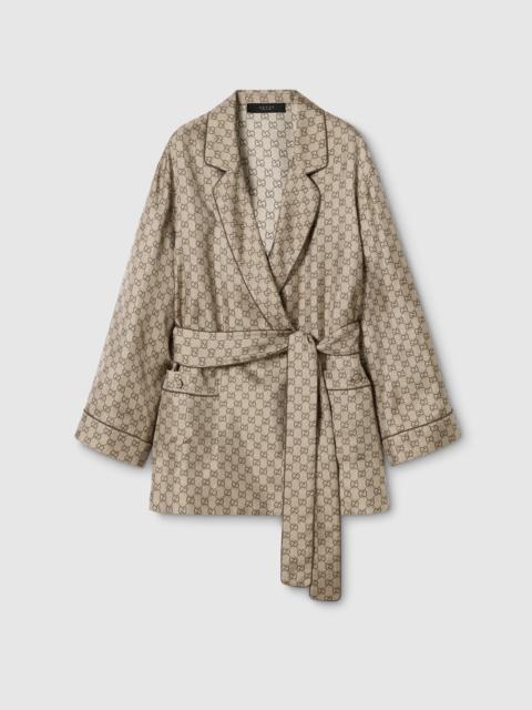 Printed silk twill shirt