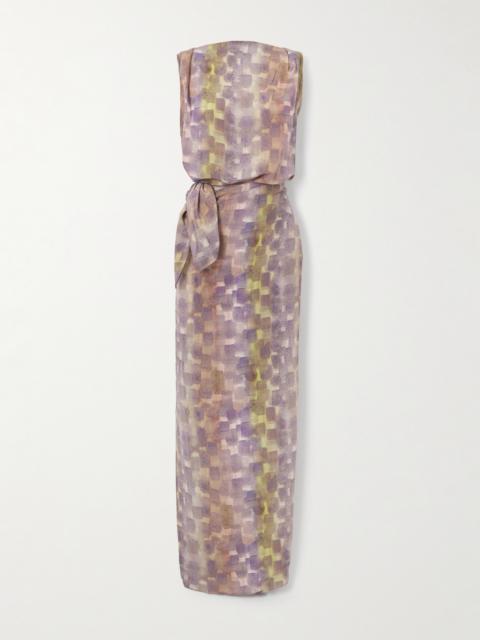 Knotted Printed Silk Maxi Wrap Dress
