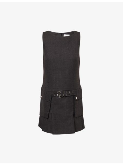 Regular-Fit Pleated Woven Mini Dress