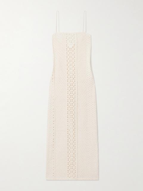 Playa Pearl-embellished Crocheted Cotton Maxi Dress