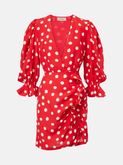 Polka-dot ruffled minidress
