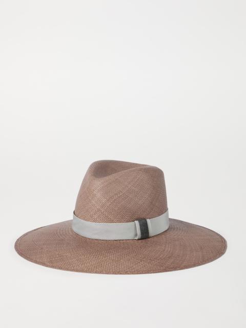 Straw fedora with precious leather band