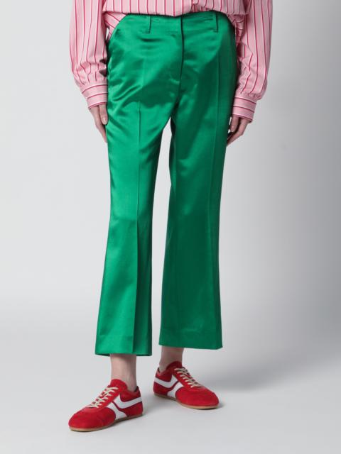 Shiny green cotton-blend trousers