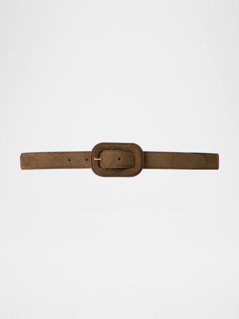 Wide Buckle Suede Belt