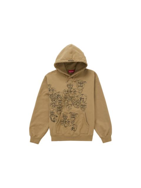 Supreme Pitbulls Embroidered Hooded Sweatshirt Brown