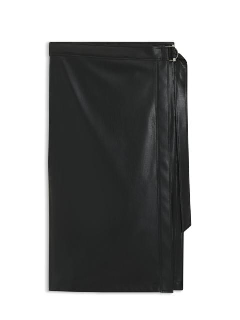 FAUX-LEATHER SKIRT WITH WRAP FRONT