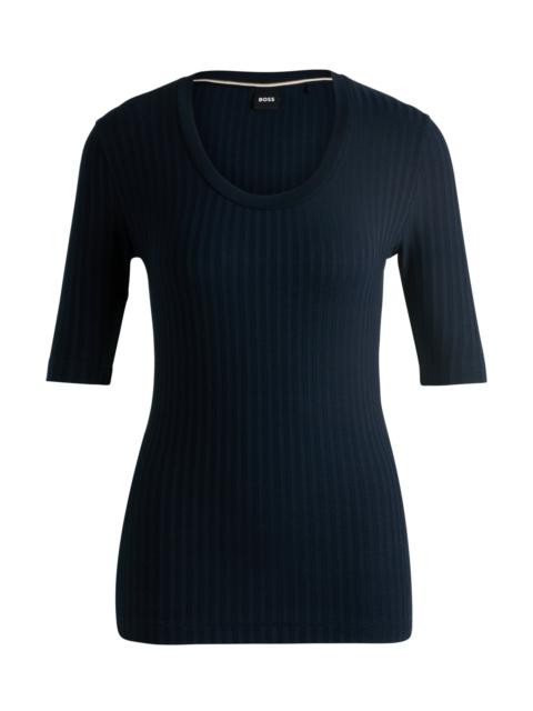 SCOOP-NECK TOP IN STRETCH FABRIC