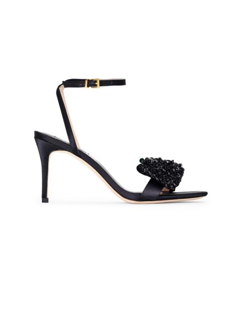 Chelsea Embellished Obi-Bow Open Toe - Black