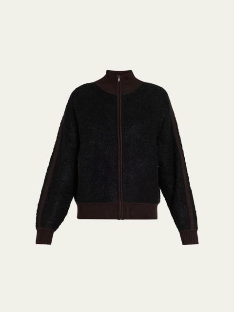 Zip-Up Bouclé Track Jacket