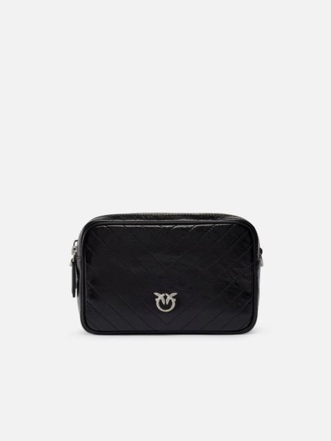 MEDIUM CHEVRON LEATHER CAMERA BAG WITH STRAP