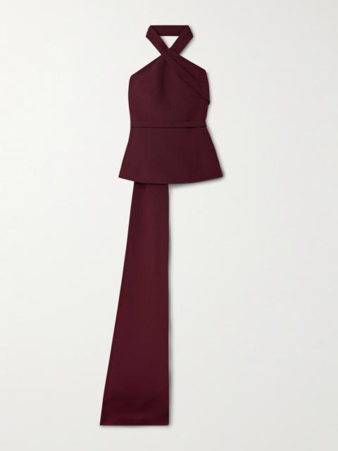 Odele Asymmetric Draped Crepe Halterneck Top