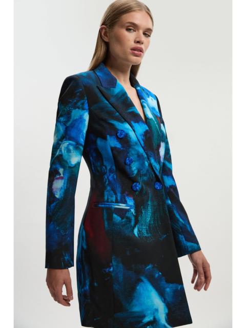 Lily Macrae Polished Tailored Print Double Breasted Blazer Mini Dress