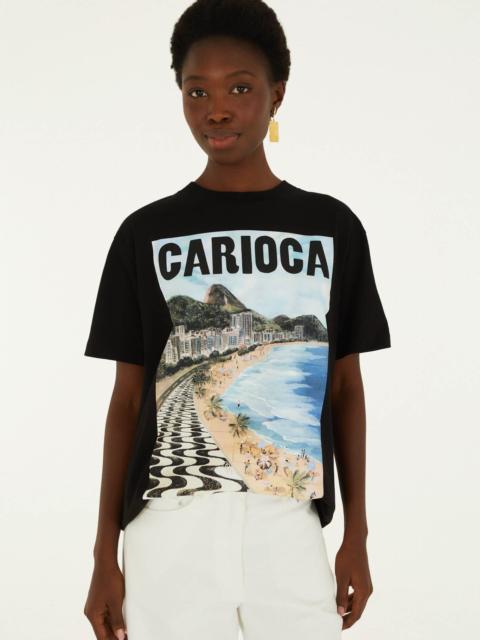 Black Landscape Carioca Organic Cotton Relaxed T-Shirt