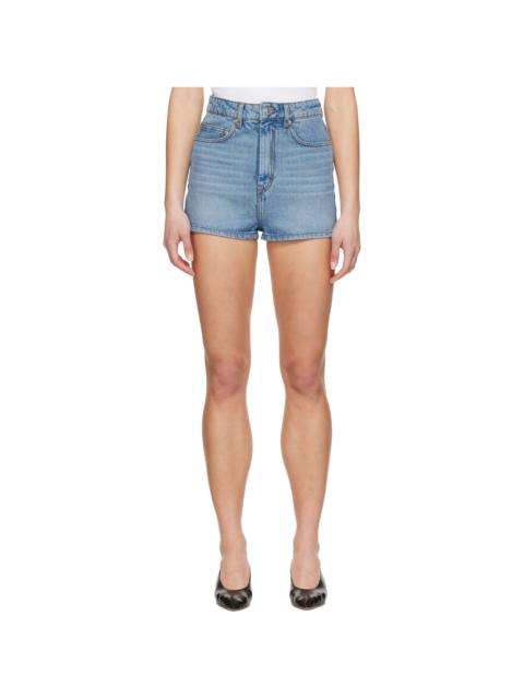 Blue Cotton Mini Denim Shorts