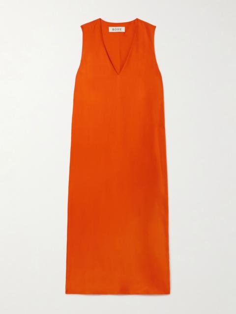 Silk-satin maxi dress Orange