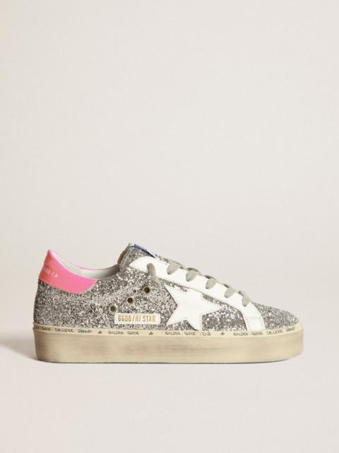 Golden goose hi star silver glitter deals