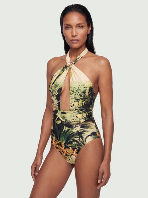 Shell Hardware Tropical Halterneck Swimsuit