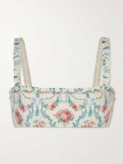 Olmo Mosqueta Printed Ruffled Recycled Bandeau Bikini Top