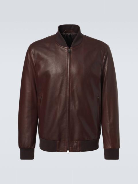 Leather bomber jacket