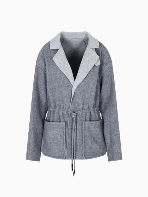 SINGLE-BREASTED JACKET IN WOOL AND CASHMERE DOUBLE CLOTH