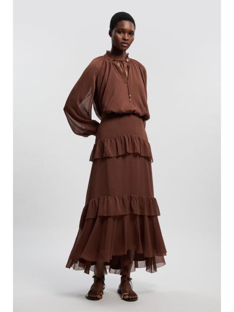 Crinkle Chiffon Woven Maxi Skirt