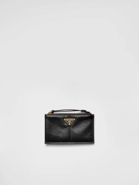 Leather card holder with zipper